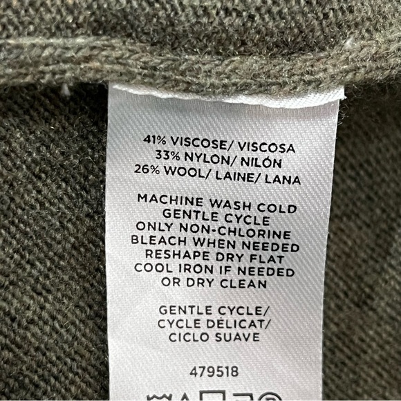 Loft Open Cardigan Sweater Womens Size Small Green Wool Blend Long Sleeve - Picture 5 of 9